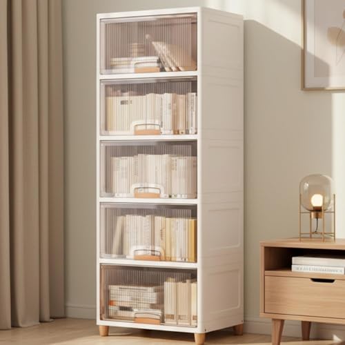 Image of TEKCOOL 5 Tier Foldable Plastic Rack for Storage /Kitchen Cupboard /Versatile and Sturdy Wardrobe for Clothes /Multipurpose Storage Organizer /Closet for Bedroom /Living Room /Laundry Room (Transparent)'