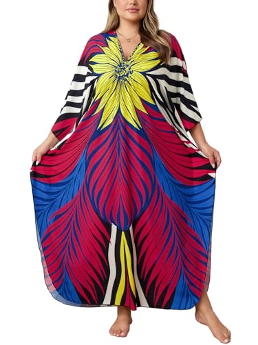 Image of Kaftan Dress for Women - Plus Size Caftan Maxi Beach Dress Moo Moos Loungewear, Swimsuit Cover Up for Beach, Pool or Vacation