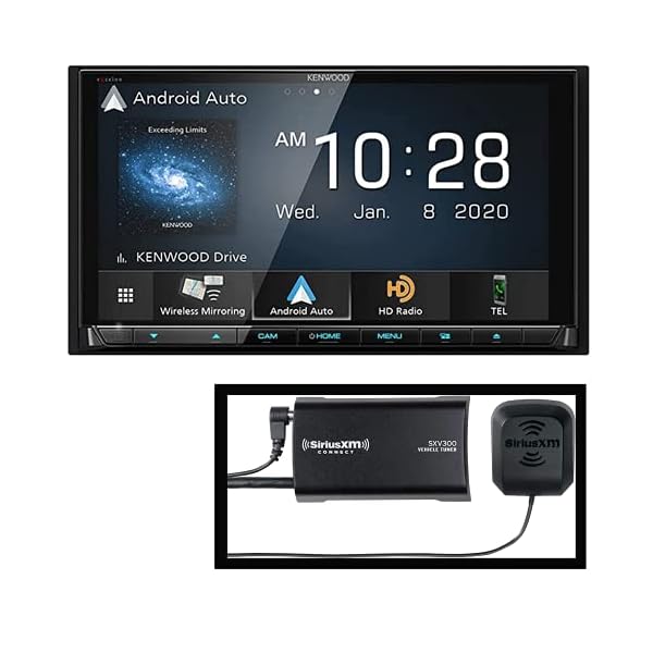 Kenwood – 7″ – Android Auto/Apple CarPlay – Built-in Bluetooth – in-Dash CD/DVD/DM Receiver – Black | Plus SiriusXM SXV300v1 Connect Vehicle Tuner Kit for Satellite Radio