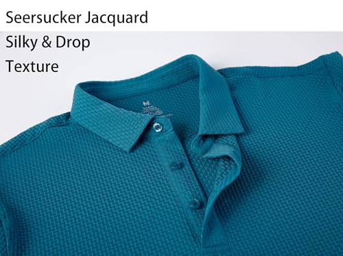 Alex Vando Mens Bubble Jacquard Polo Shirt Super Stretch Short Sleeve Polo Shirts for Men