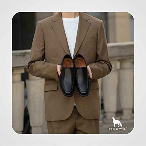 Drake & Wolf Mens Loafers Shoes - Mens Dress Shoes - Classic Manmade Microfiber Leather Loafers For Men Casual Dress Shoes - Comfortable Slip On Dress Shoes For Men - Formal Shoes Black #TOP7