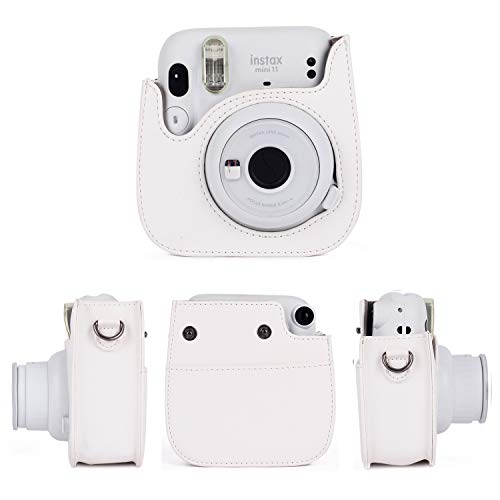 Phetium Instant Camera Case Compatible With Instax Mini 11,Pu Leather Bag With Pocket And Adjustable Shoulder Strap (White) #TOP1