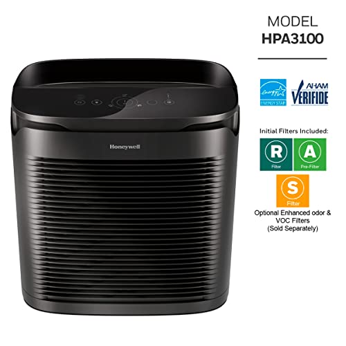 Honeywell Powerplus Hepa Air Purifier, Allergen Reducer For Medium/Large Rooms (200 Sq. Ft.) Black - Wildfire/Smoke, Pollen, Pet Dander & Dust Air Purifier, Hpa3100 #TOP4