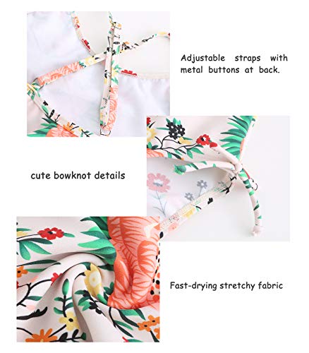 Girls One Piece Swimsuits Halter Bathing Suits Summer Ruffler Swimwear 2-14 Years3