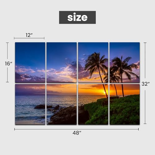 Paneles acústicos decorativos con absorción de sonido Kanworse, 8 piezas, 48 x 32 pulgadas, diseño playa tropical al atardecer miniatura 2