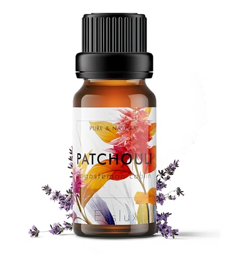Image of Esslux Patchouli Essential Oil | 100% Pure Natural Oil for Skin & Hair | Earthy, Musky Aromatherapy Scent for Diffusers, Massages, & DIY Projects (10ml)