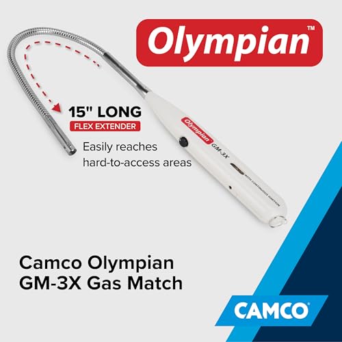 image for Camco Olympian GM-3X Adjustable Flame Gas Match - Features Windproof C