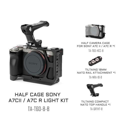 Tilta Half Camera Cage for Sony a7C II / a7C R, Lightweight Kit with NATO Top Handle - Black - Image 2