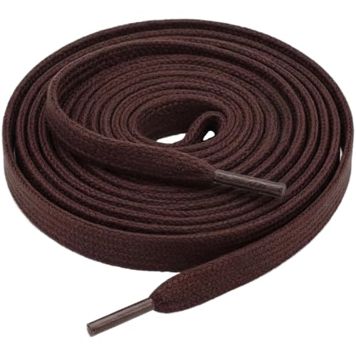 Aiahoel 5/16 Double Layer Flat Shoelaces - Non-Slip No-Fray No-Pilling 21 Colors & 14 Sizes Universal Fit for Sneakers Boots Dress Shoes Coffee 50(127 cm)