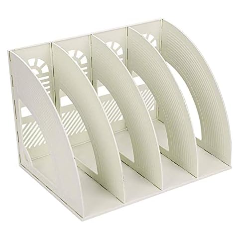 Desk File Organiser, HAIYUU 4 Sections Sturdy Desktop Plastic Magazine File Holder Detachable Stationary File Rack Organiser File Dividers for Home School Office Paper Document Cover