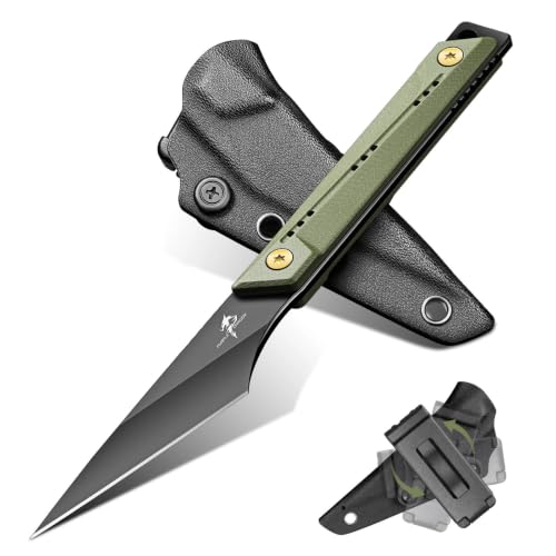 Purple Dragon Fixed Blade Knife with Sheath - D2 Steel Kiridashi Knife
