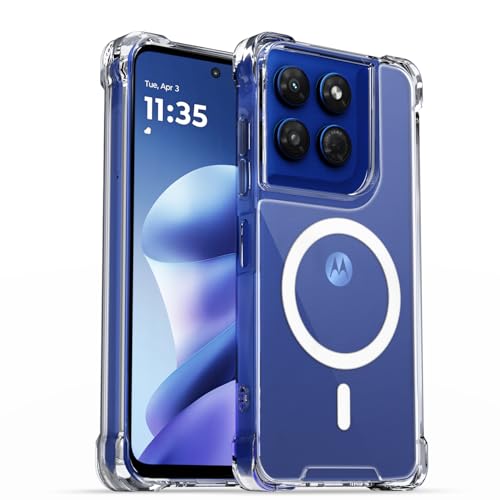 Image of Outlouders Back Cover for Motorola Moto G37 5G | Magnetic-Safe | Transparent PC + TPU | Magnetic Support | Shockproof Protection Bumper Case (Transparent)