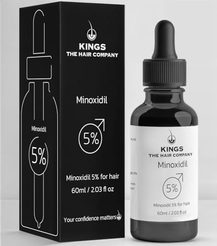 Kings 5% Topical Hair Regrowth Solution - Blocks DHT, Fights Hair Thinning & Hair Loss, Helps in Hair Regrowth - High Absorption, Gentle Alcohol-free Formula, 60ml