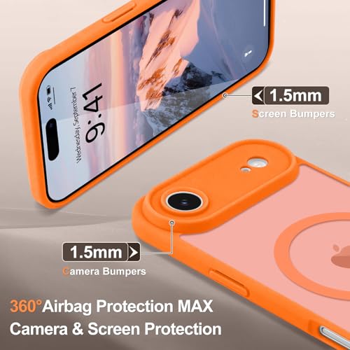 LAPOPNUT for iPhone Air Case, [Compatible with Magsafe] [Full Camera Protection] Magnetic Translucent Matte Back Bumper Shockproof Protective Phone Cover for iPhone 17 Air,Orange by LAPOPNUT - Image 2