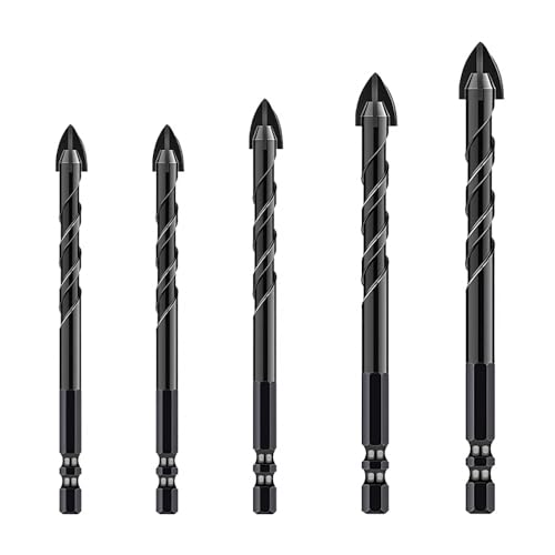 HNGUSNHOP 5 PCS Tile Drill Bit 6-12mm Industrial Strength Tile Drill Bits Set with Storage Box Professional Metal Drill Bit Set for Tile Brick Wood Glass and More