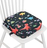 wooshwa Trona de Viaje, Alzador Elevador Silla para Niños Comer para Bebé Lavable con 2 Correas Ajustables y Base Antideslizante Asiento Elevador (Dinosaurio)