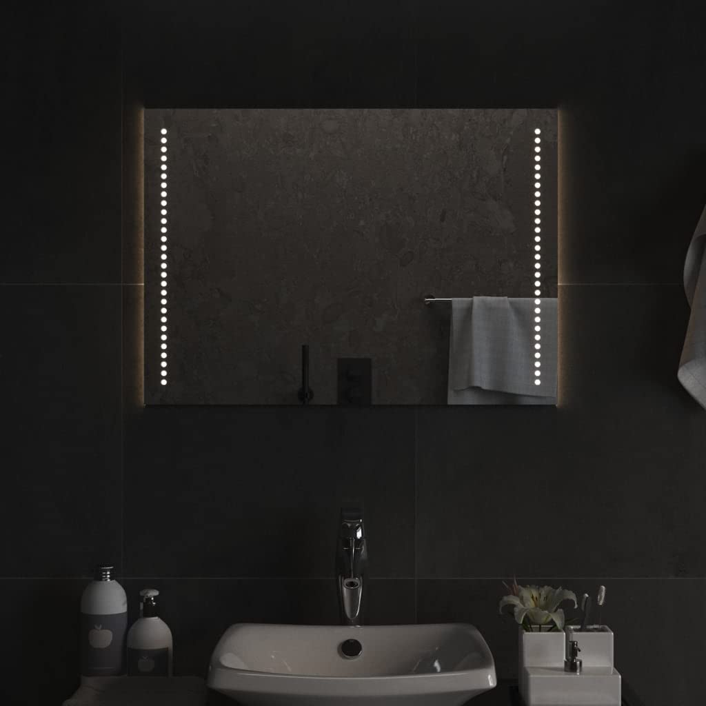 Lustro łazienkowe LED 50 x 70 cm ze szkła, wodoszczelność IP65, ze złączem USB i kablem o długości 1,5 m, w zestawie haki, do łazienki i korytarza, oświetlenie i kosmetyki