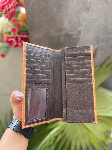 Western Pattern Leather Wallet with Hand Tooled Carving Leather Men's Long Wallet Fashion Stylish Cash Holder Gift For Him2