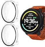 GIOPUEY Cover Compatibile con SUUNTO Vertical 2, [2 Pezzi] Pellicola Protettiva Vetro + Cornice in Plastica Rigida Custodia - Transparent+Transparent