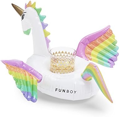 FUNBOY Rainbow Unicorn Inflatable Drink Holder Pool Float