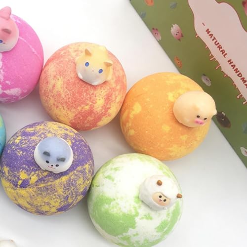 Billes de douche effervescentes animaux, cadeau de bain enfant 6 pcs