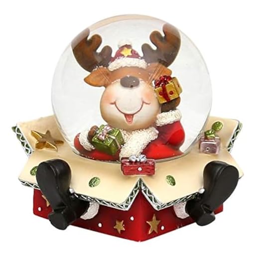 Drôle et original boule à neige avec un Renne, dimensions approx. 9 x 9 cm/ Ø 6,5 cm