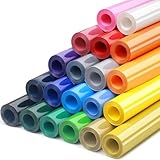 HTV Heat Transfer Vinyl Bundle - 20 Pack 12'' x 100 FT Heat Transfer Vinyl Rolls Bulk, Iron on Vinyl for Cricut T-Shirt, HTV Vinyl Bundle with 20 Assorted Colors
