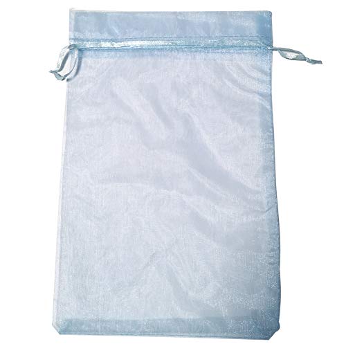 Image of ATCG 50pcs 8x12 Inches Large Drawstring Organza Bags Decoration Festival Wedding Party Favor Gift Candy Toys Makeup Pouches (Light Blue)