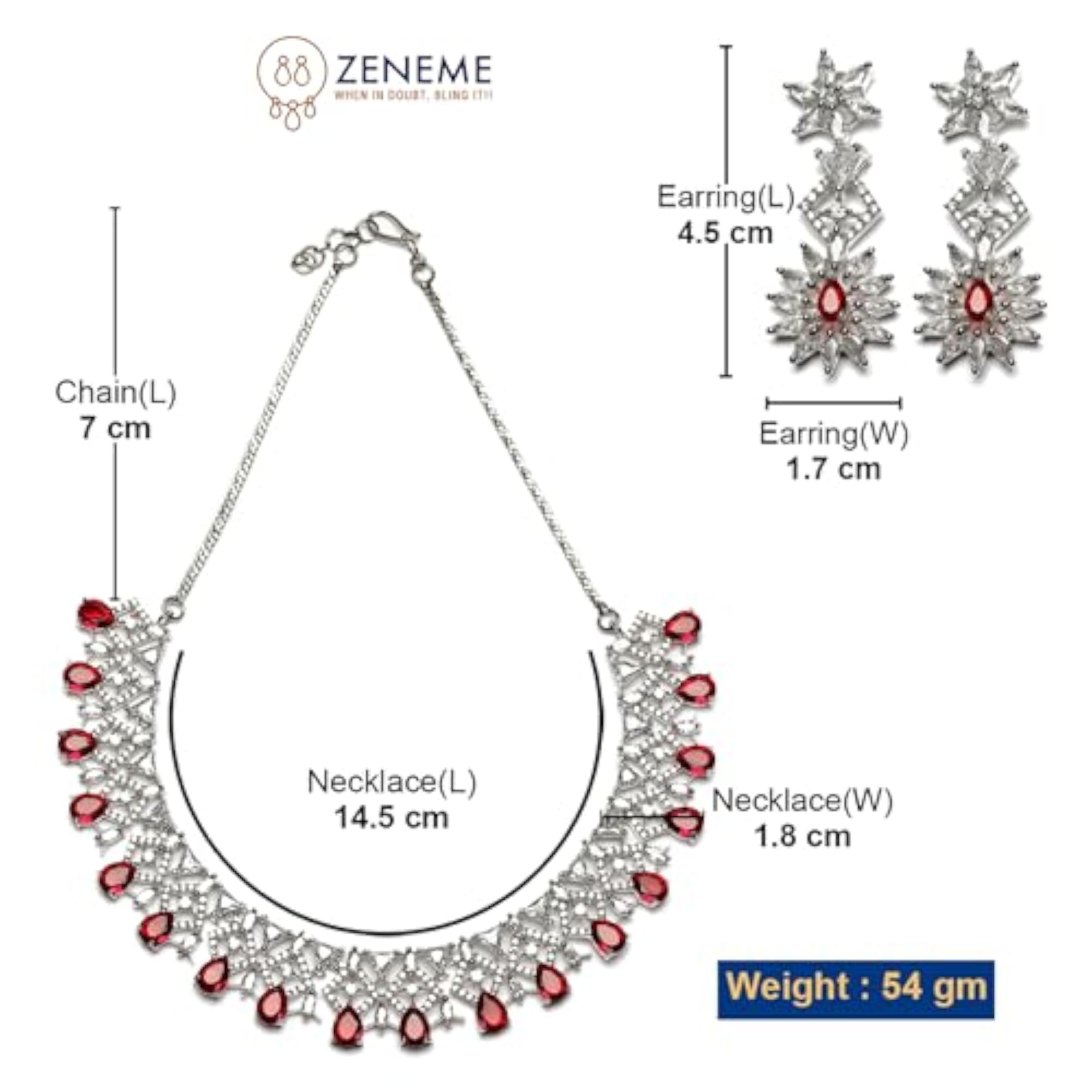 Rhodium American Diamonds Necklace Set