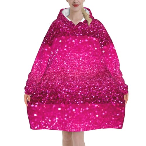 Sweat à capuche unisexe en flanelle style couverture rose pailleté