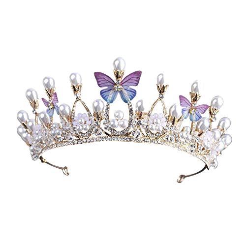 Pokhdye Royal Perle Strass Ohne Kamm für Hochzeit Braut Prom Geburtstag Pegeant Prinzessin Krone 2 Cover