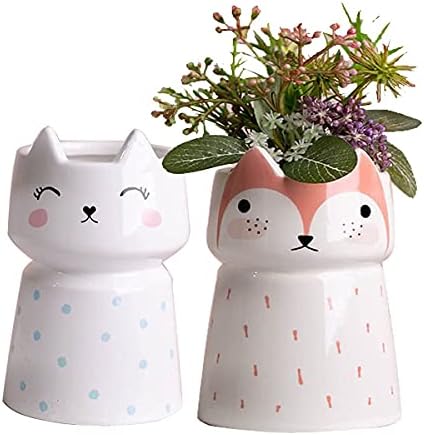 Generic, Ceramic Vase Small Flower Vase Cute Animal Vases Decorative Modern Floral Vase Birthday Gift Windowsill Home Decoration Set of 2