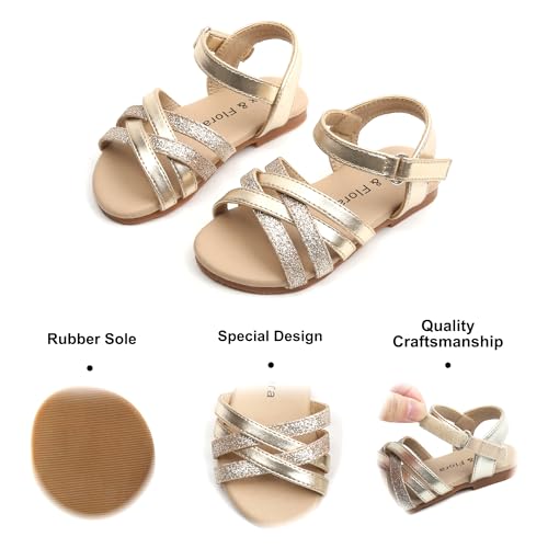 Image of Felix & Flora Toddler Girl Sandals - Little Girl Easter Dress Shoes Lightweight Open Toe Beach Holiday Flats