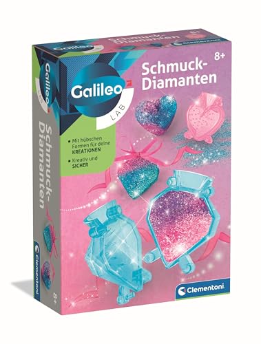 Clementoni Galileo Lab Schmuck-Diamanten - Magische Juwelen & Anhänger selbst herstellen - Schmuck Bastelset mit Gussformen & Farbstaub - Glitzer-Schmuck-Set ab 7 Jahren 59443