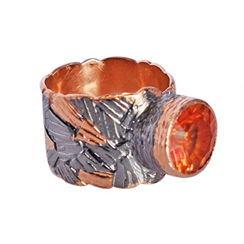 Ravishing Impressions Anillo ajustable de cuarzo arcoíris, chapado en oro rosa, chapado en oro rosa, redondo facetado de 11 mm, anillo de piedras preciosas multicolor, regalo para mujer, L 1/2, Piedra