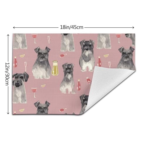 Sets de table imprimés Schnauzer antidérapants cuisine 45x30 cm