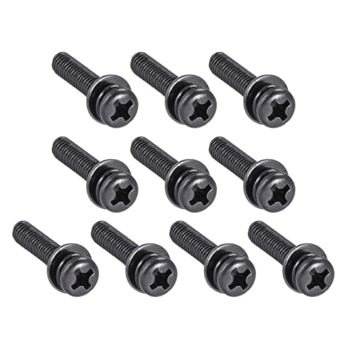 TA-VIGOR 10pcs M4 x 40mm Phillips Pan Head Machine Screws Bolts with Spring and Plain Washers, Carbon Steel Phillips Machine Screw for Heavy-duty Fastening