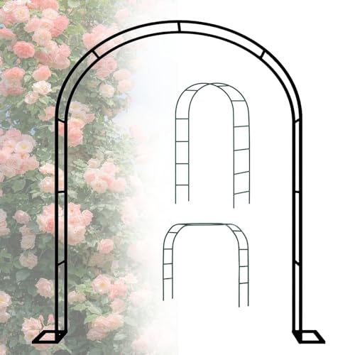 Arco de jardín de metal para plantas trepadoras, 1,4 x 2,3 m a 3 x 2,2 m, arco de rosas negras con base, ideal para decoración al aire libre, enrejado para vides y flores
