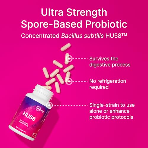 Image of Microbiome Labs HU58 Bacillus Subtilis Probiotics for Women and Men - High Potency Spore Probiotic for Digestive Health & Immune Support - Daily Capsules with 10 Billion CFU (60 Capsules)