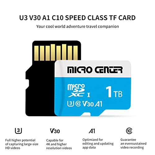 Micro Center Premium 1Tb Microsdxc Card, Nintendo-Switch Compatible Flash Memory Card, Uhs-I C10 U3 V30 4K Uhd Video A1 R/W Speed Up To 90/70 Mb/S Micro Sd Card With Adapter (1Tb) #TOP3