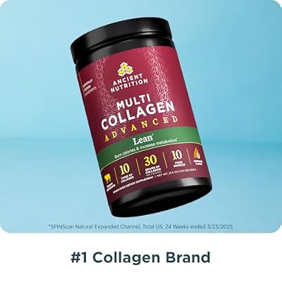 Ancient Nutrition Advanced Hydrolyzed Collagen Peptides Powder Protein Lean with Probiotics and Vitamin C, Cinnamon, for Women & Men, Supports Healthy Weight Management & Muscle Building, 25 Servings