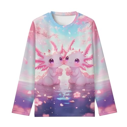 Image of Girls Cartoon Print Long Sleeve Graphic Tee Casual Crew Neck T-Shirts for 3-16 Years Little Girls