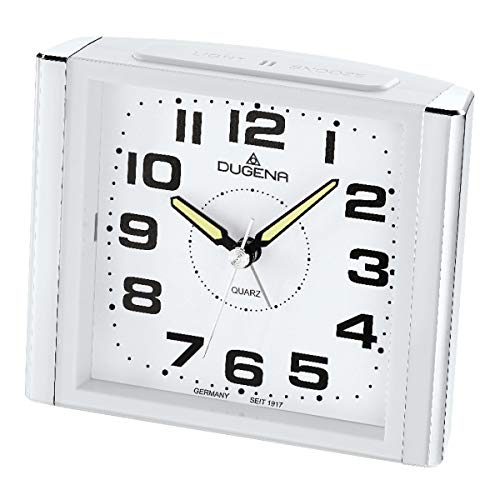 Dugena Quarzwecker 4460594, schleichende Sekunde, mit Weckzeiger, Weckwiederholung, LED-Zifferblattbeleuchtung, ansteigendes Wecksignal, Maße 12 x 10...