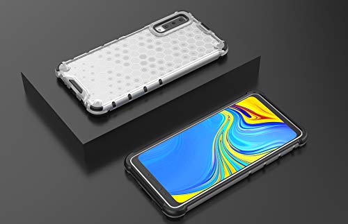 Image of Glasgow | for Samsung Galaxy A7 2018 Honeycomb Pattern Back Case Cover for Samsung Galaxy A7 2018 with 4 Bumper Corners and Military Grade Protection - Transparent