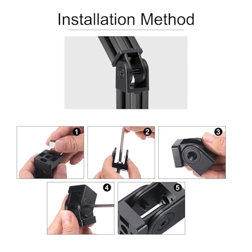 QUARKZMAN 2 Stück Druckguss-Aluminium-Schwenkgelenk 180° verstellbarer flexibler Schwenkgelenkverbinder mit M6 Schrauben für Aluminium-Extrusionsprofile der Serie 2020, Öffnung 6mm, Schwarz