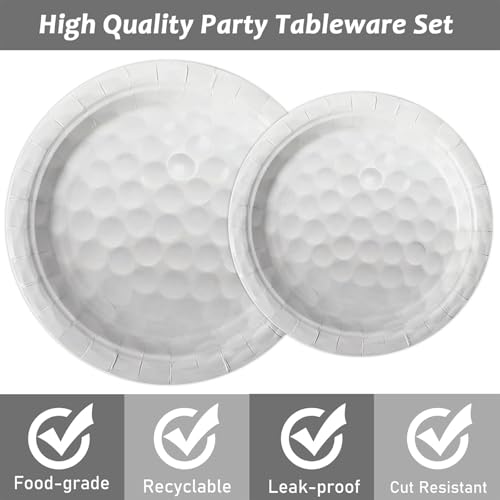 Image of 96 Pcs Golf Party Supplies Bundle Paper Plates Napkins Disposable Golf Ball Sports Party Birthday Decorations Favors For Kids Serves 24