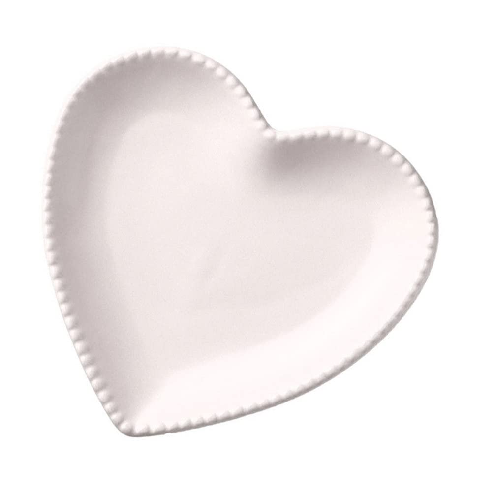 Heart Shaped Ceramic Plates Platters: Dessert Salad Candy Bowl Sushi Sauce Dish Containers White