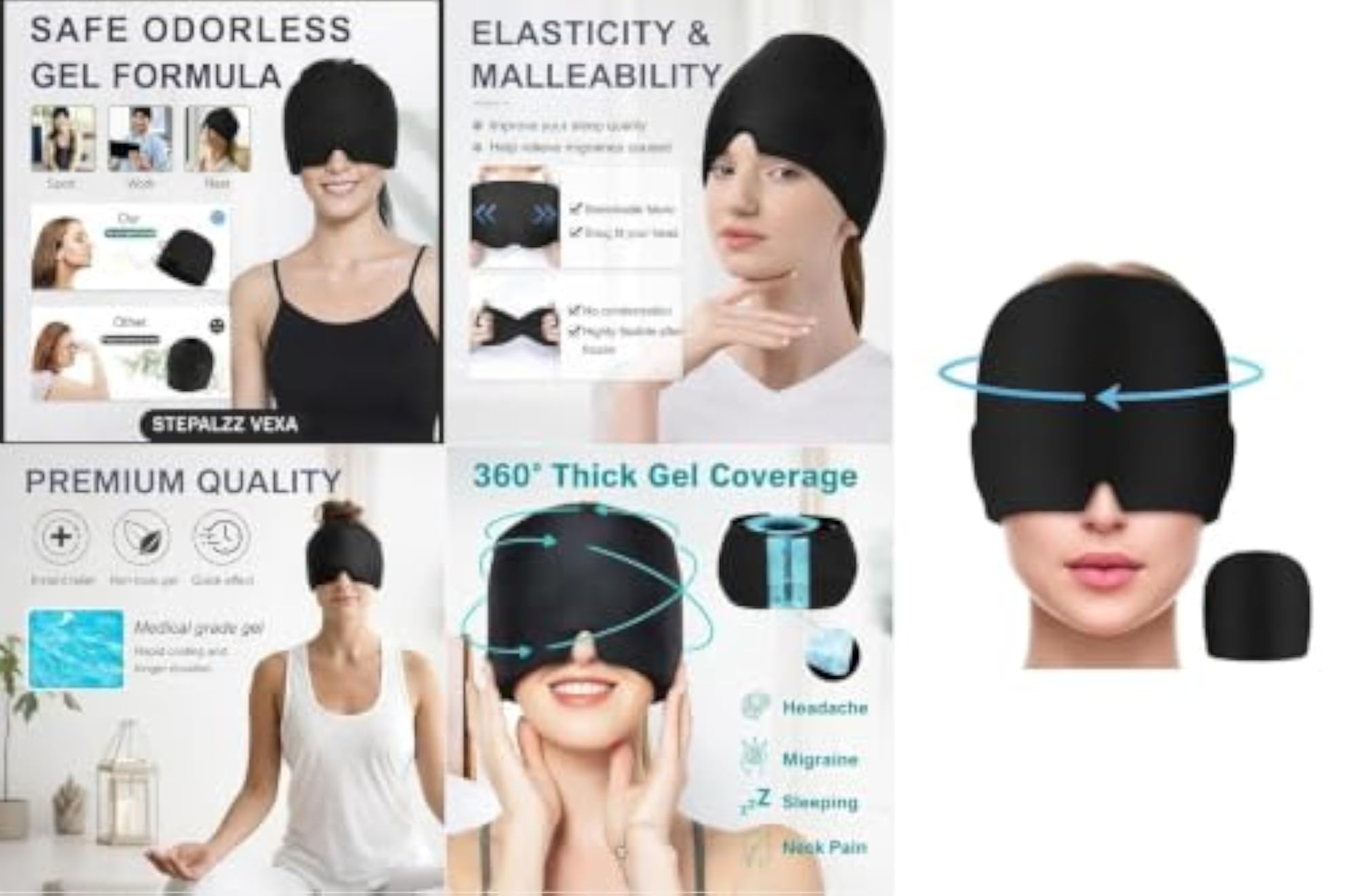 Black Sleep Eye Mask for Women & Men, Comfortable Blindfold