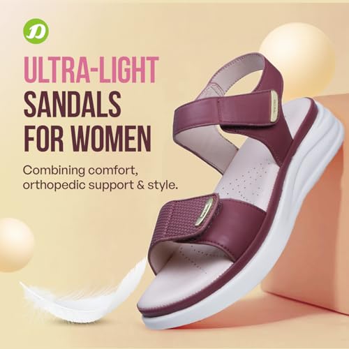 Image of DOCTOR EXTRA SOFT Women's Ultra Lightweight Sandals with Memory Foam Cushion|Stylish & Comfortable|Casual & Non-Slip|Diabetic & Orthopedic Flip Flops with Adjustable Strap Ladies & Girls New-D-610