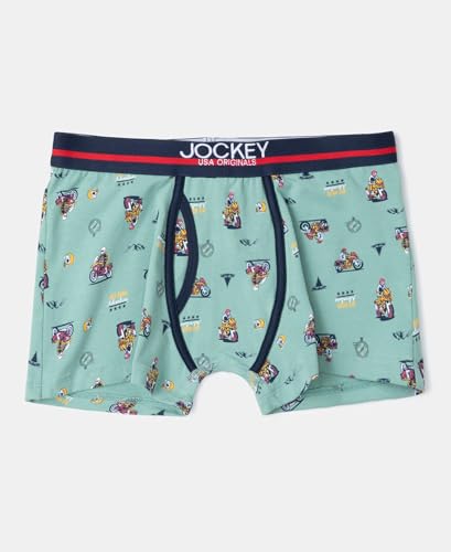 Image of Jockey UB03 Boys Super Combed Cotton Elastane Printed Trunk (Pack of 2)